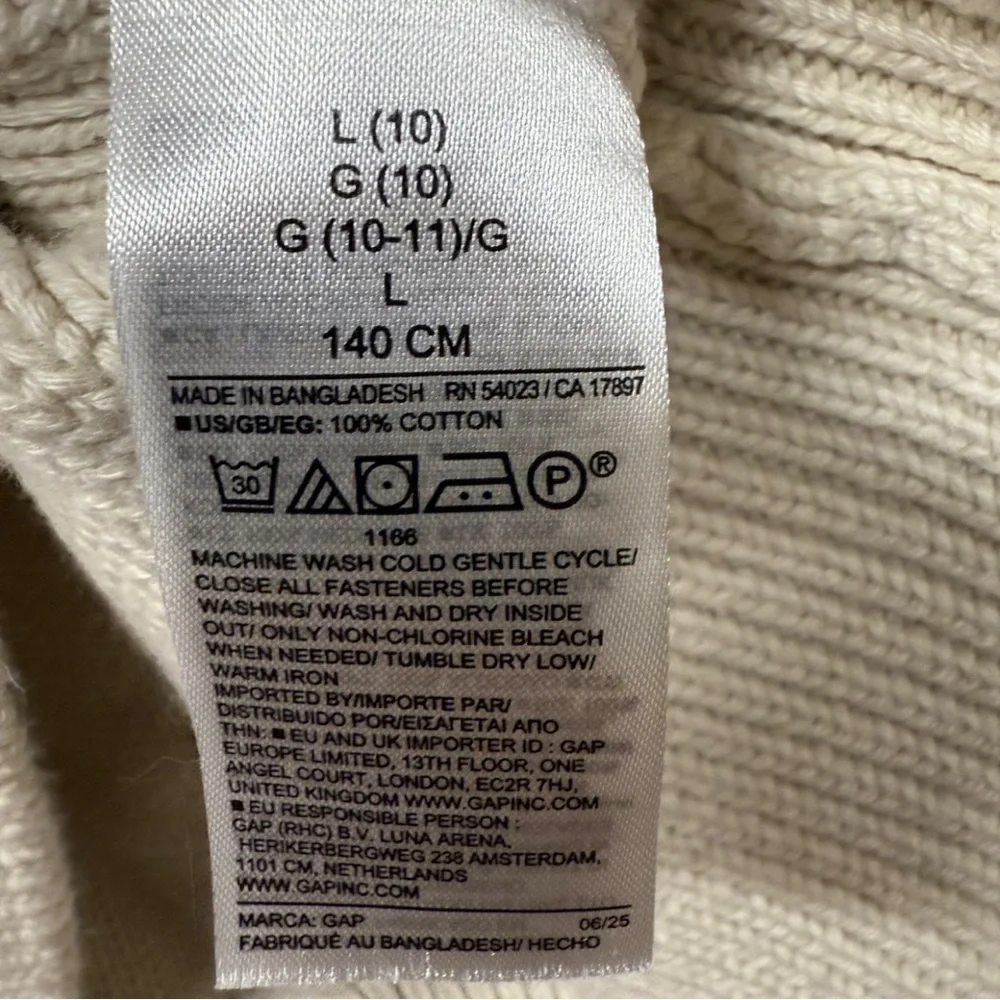 GAP Kids Organic Cotton Button Mock Neck Cable Knit Sweater